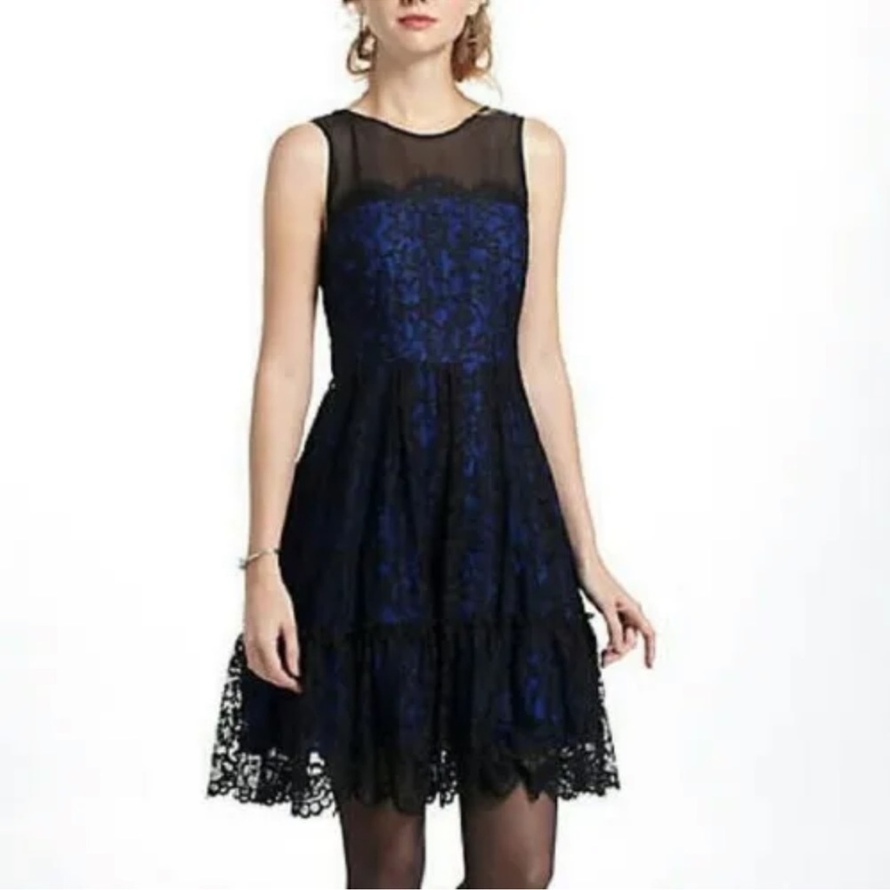 Anthro Moulinette Soeurs Lace Sapphire Dress Size 4